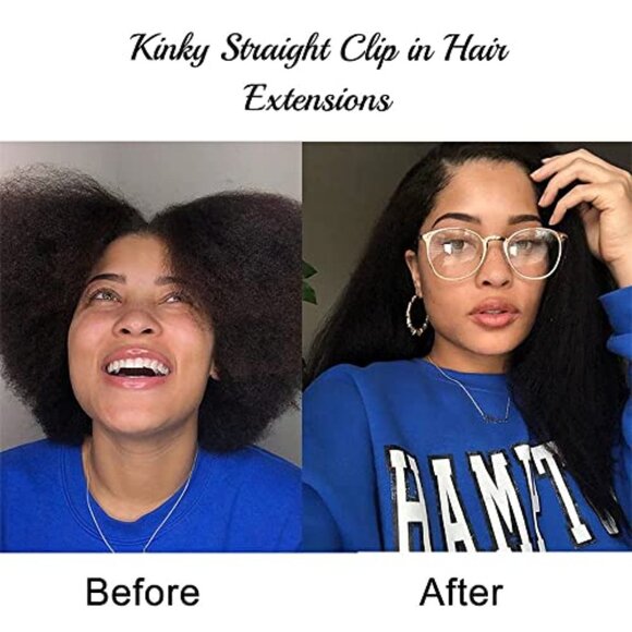 Real Human Hair Clip In Extensions Kinky Straight 18 Inch 8pcs 120g main image 5